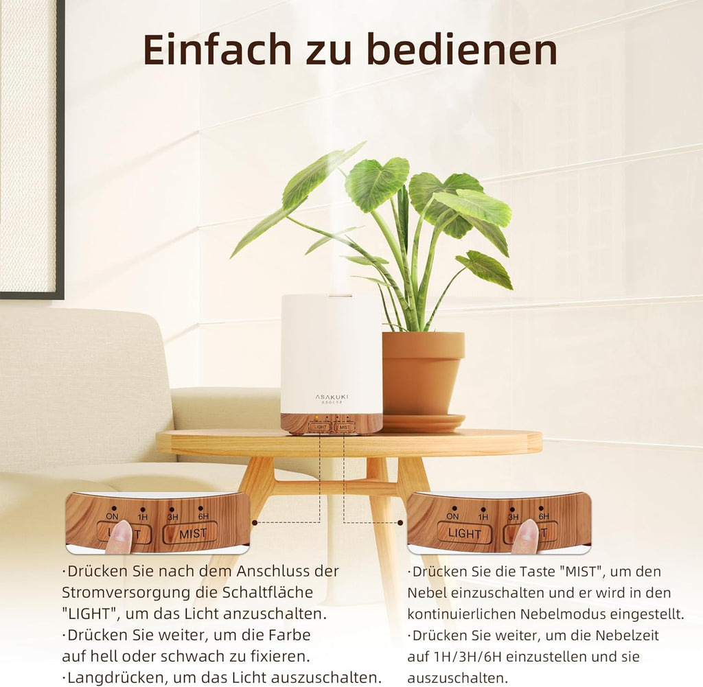 ASAKUKI 5in1 Aroma Diffuser Ultraschall Duftdiffusor Luftbefeuchter Timer