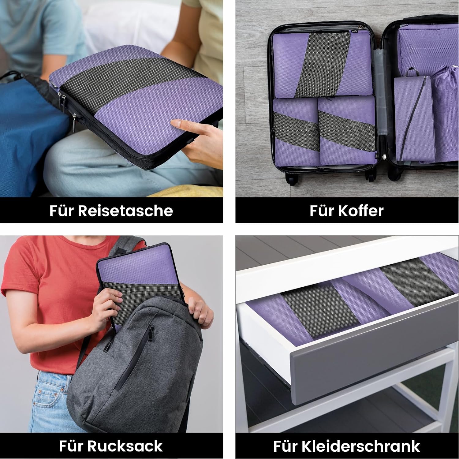 6er Kompressions Packing Cubes Koffer Reise Organizer Set