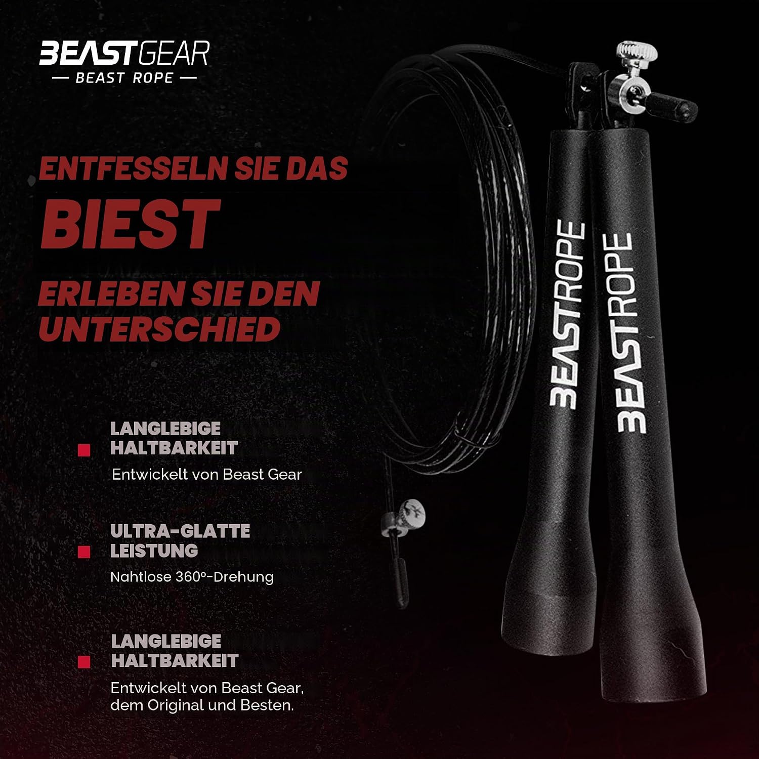 Beast Gear Speed Springseil verstellbar Stahl-Fitnessseil fuer MMA HIIT