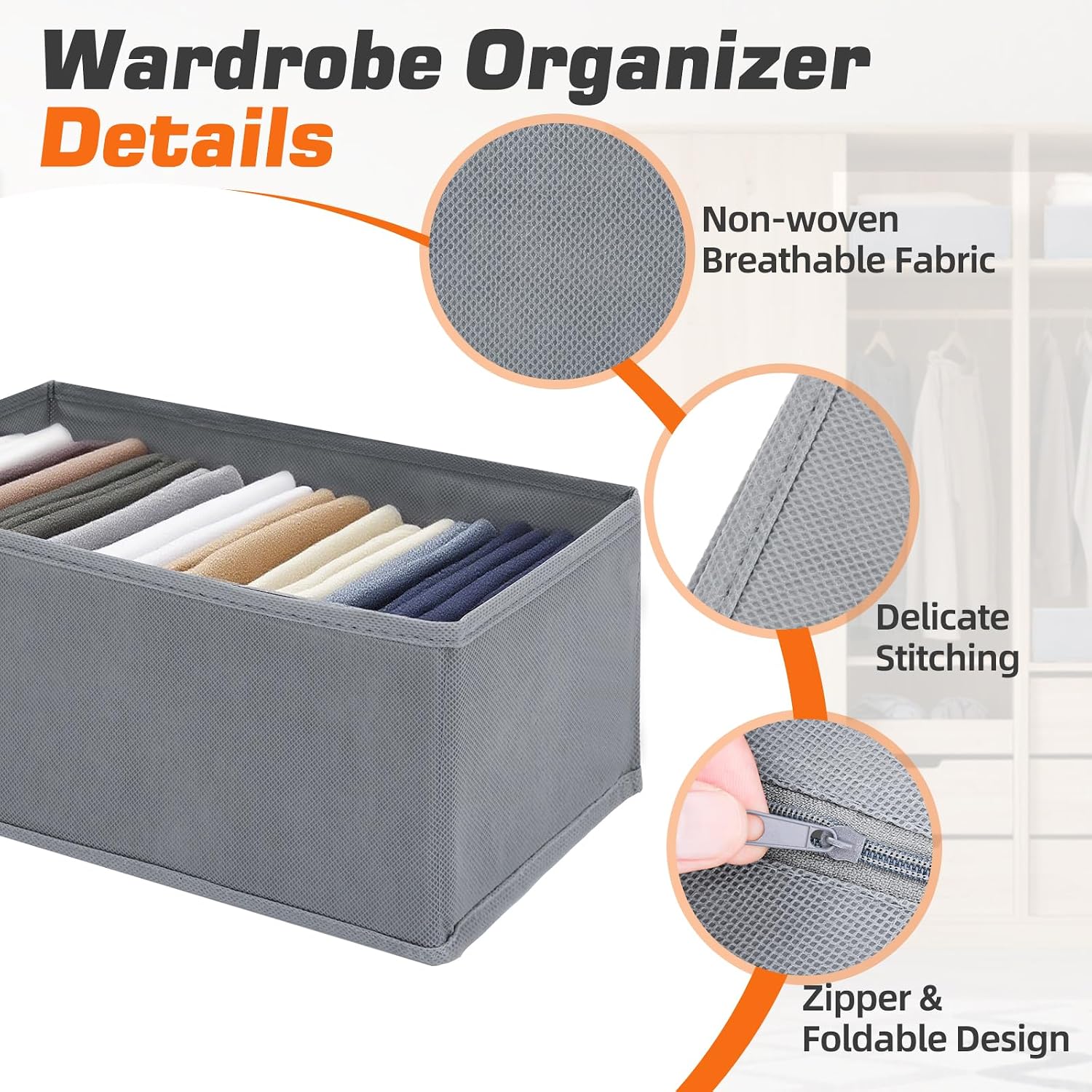 12er Set faltbare Schubladen Organizer Aufbewahrungsboxen fuer Kleiderschrank