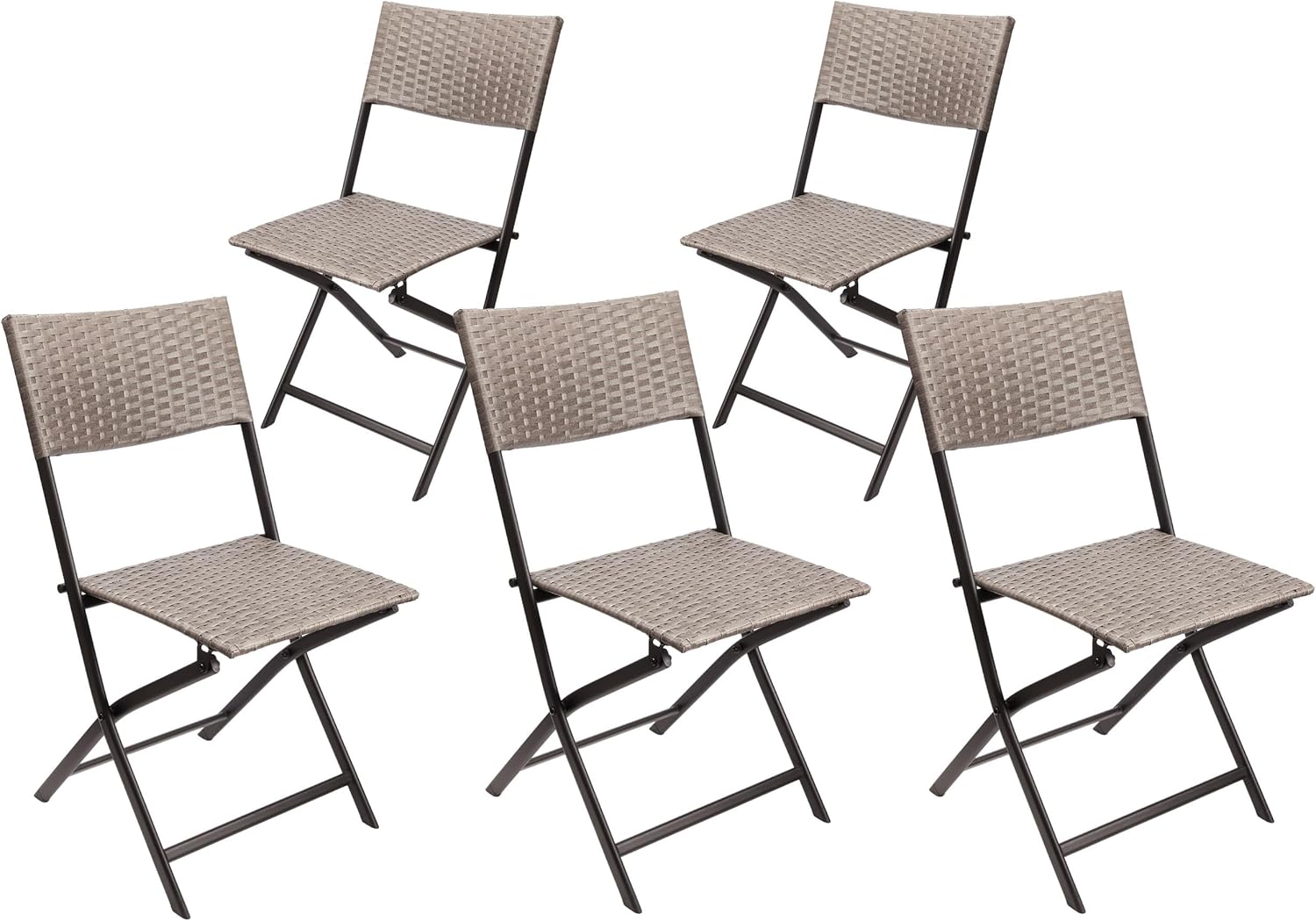 Brubaker Gartenstuhl 2er Set Toskana Klappstuhl Polyrattan Grau-Braun