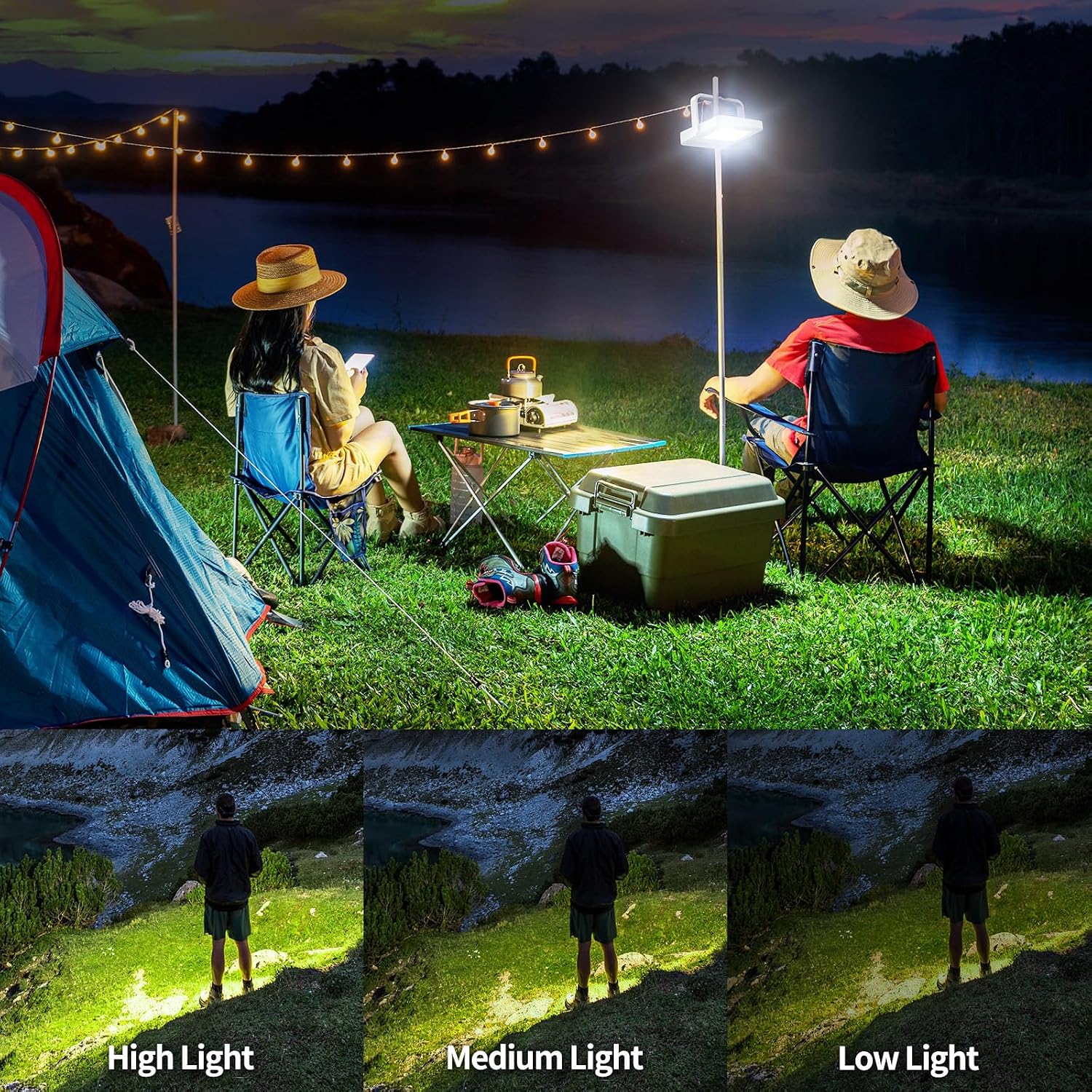 Intelamp LED Campinglampe 2er Set wasserdicht Akku Laterne fuer Camping, Angeln