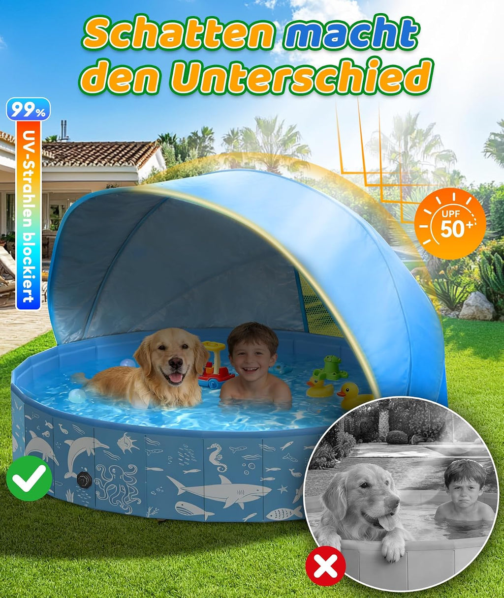 EPN Hundepool faltbar 200x40 cm PVC extra gross rutschfester Boden 140cm-200cm