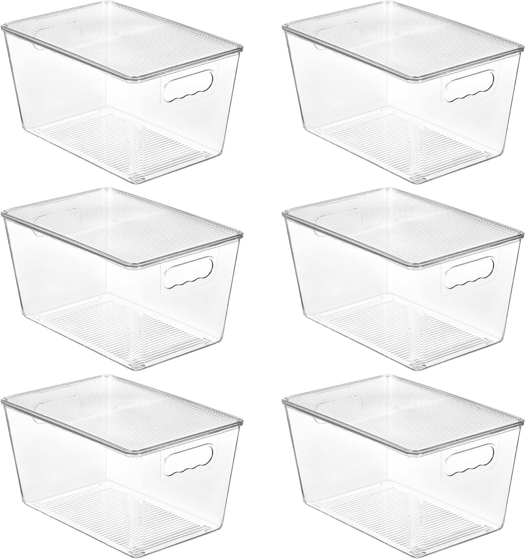 Aufbewahrungsbox Kunststoff mit Deckel 6er Set stapelbar Organizer