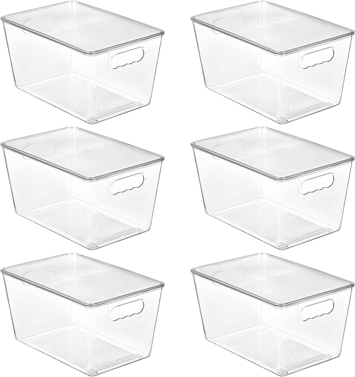 Aufbewahrungsbox Kunststoff mit Deckel 6er Set stapelbar Organizer