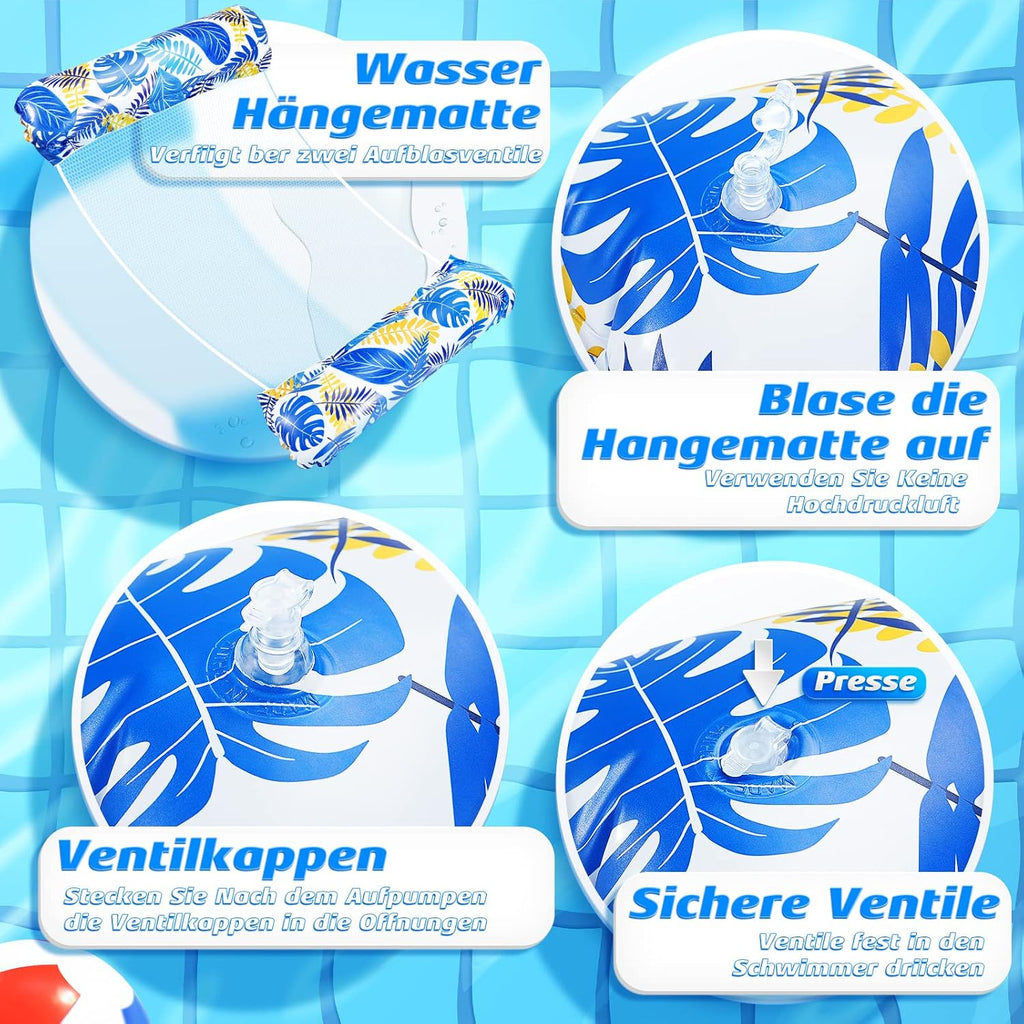 Amteker Luftmatratze Wasserhaengematte XL 4-in-1 Aufblasbar Pool Zubehoer