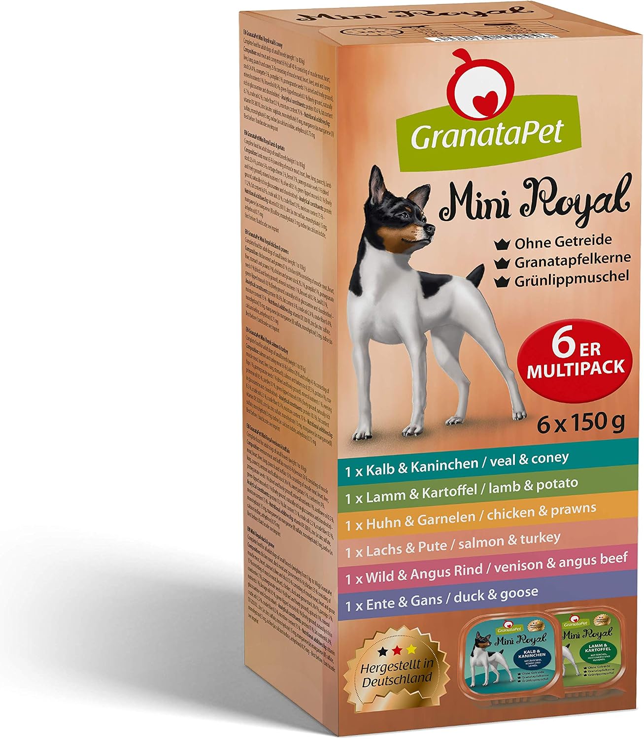 GranataPet Mini Royal Nassfutter Hund Multipack 6x150 g ohne Getreide -1,65k