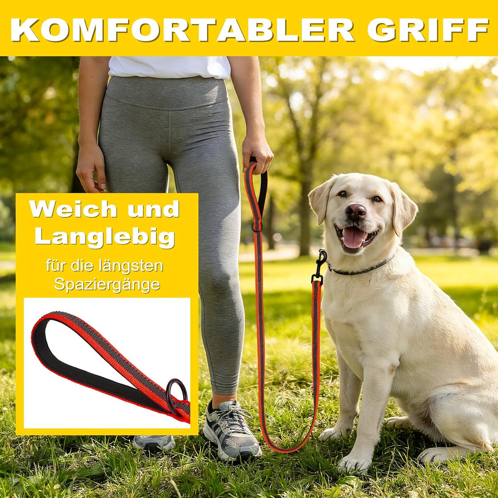 XXBEN Reflektierende Hundeleine gummiert Nylon mit Griff 15mm-20mm 1–3 m