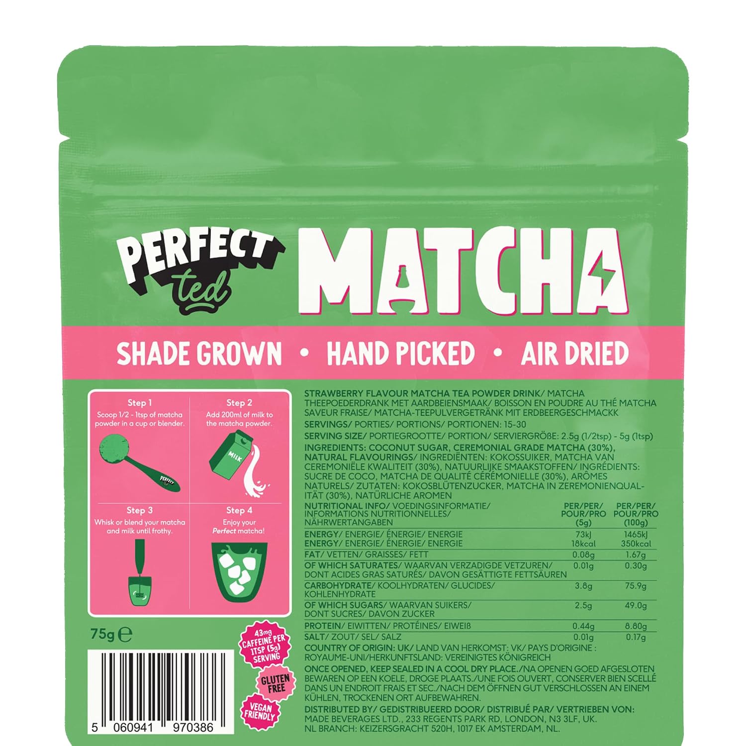 Perfect Ted Matcha Pulver Vanille Japanischer Tee verschiedene Sorten