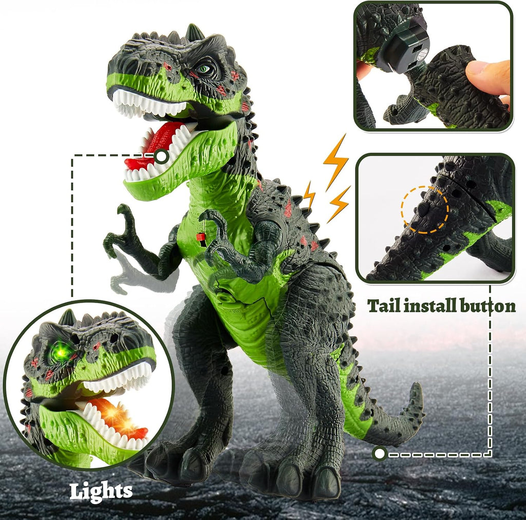 Dinosaurier Spielzeug T-Rex mit Licht, Sound, Spray & Gehen fuer Kinder ab 3