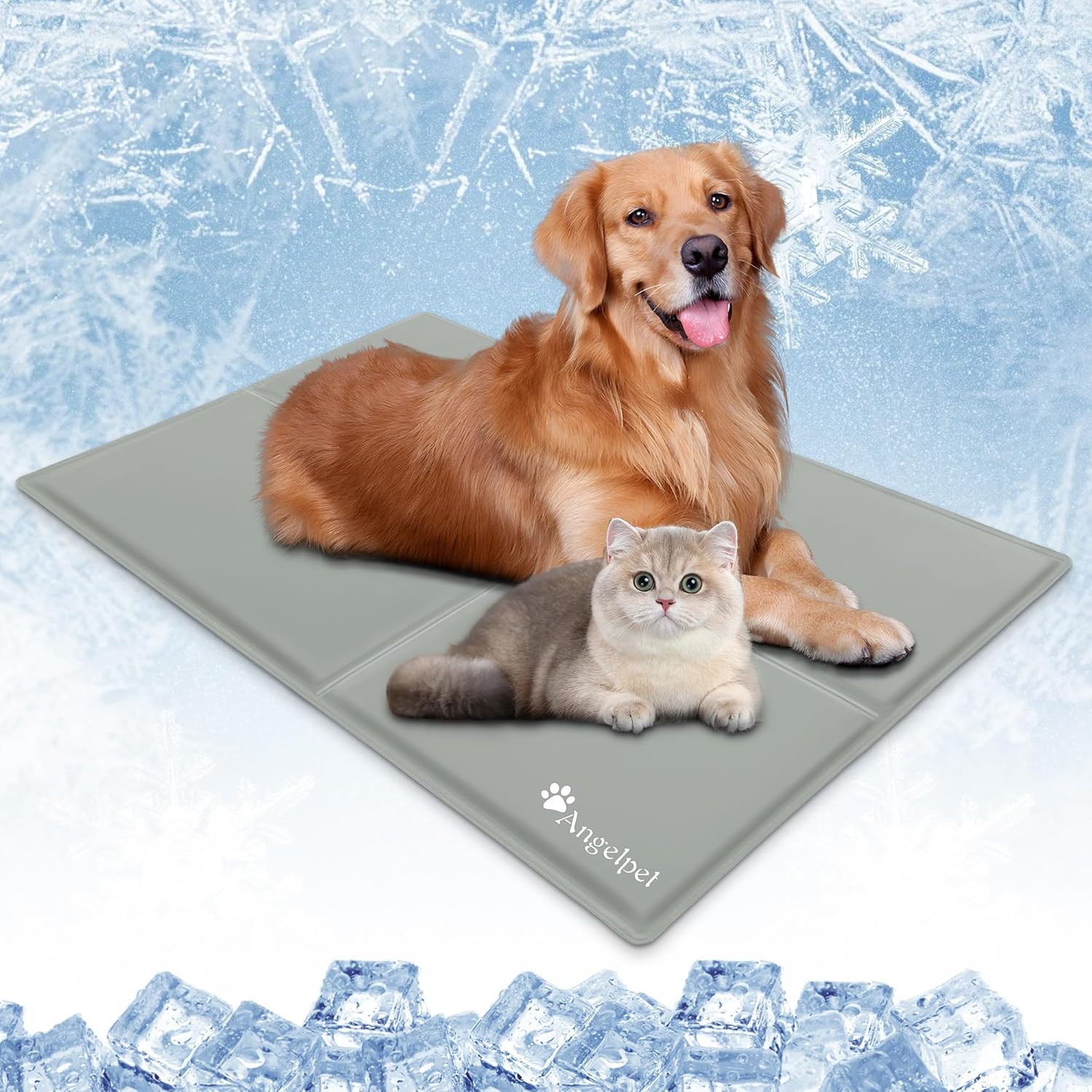 Angelpet Kuehlmatte XL 120x80 cm Grau selbstkuehlende Gelmatte fuer Hunde Katzen