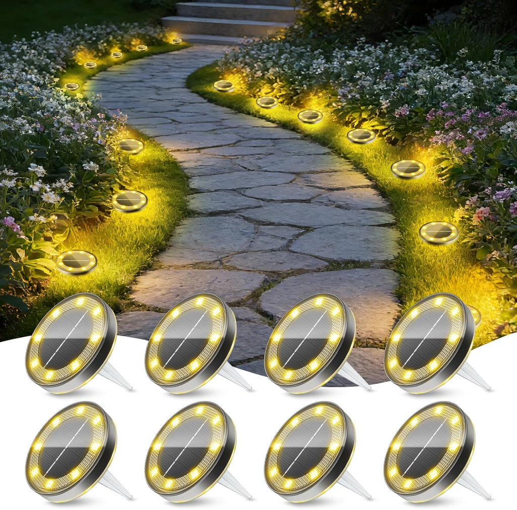 cshare Solar Bodenleuchten 4er Set 13 LED Wasserdicht Garten Weg Terrasse Warmwe
