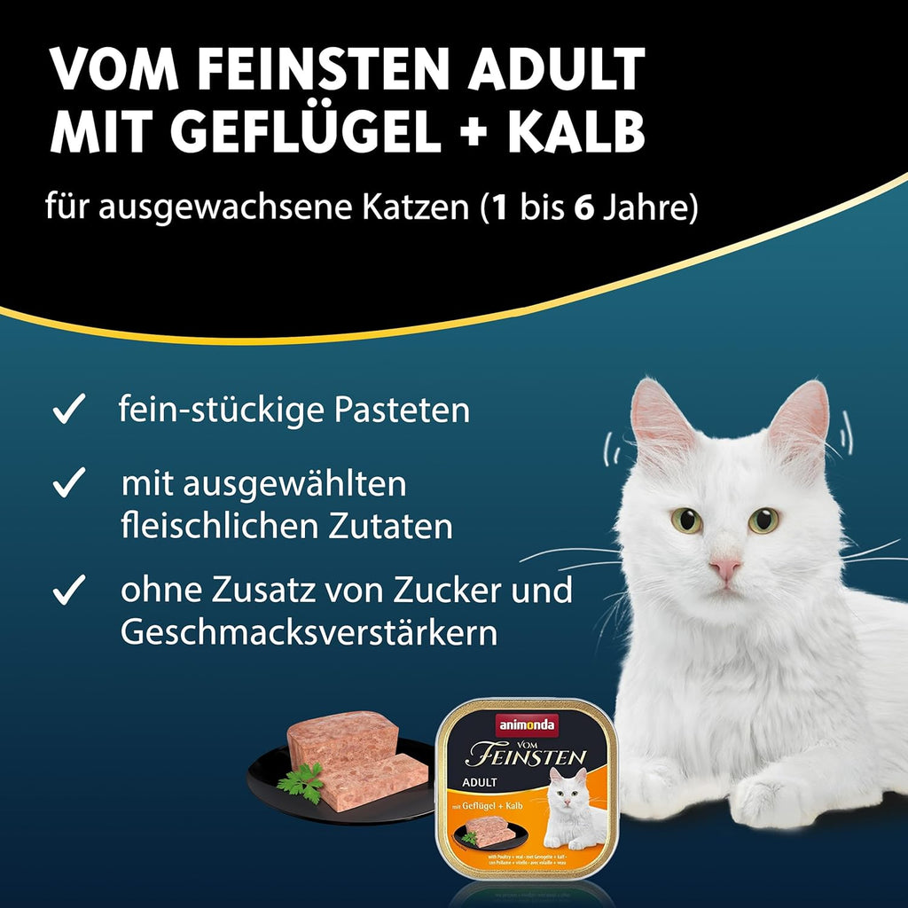 animonda Vom Feinsten Adult Gefluegel+Kalb Katzenfutter 32x100g, verschiedene Sor