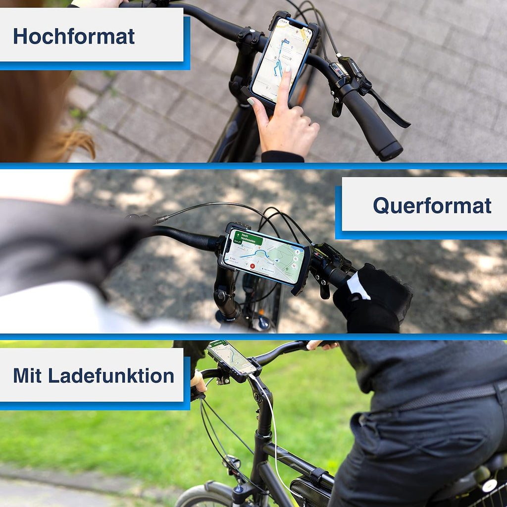 Handyhalterung Fahrrad 360° Drehbar Klicksystem Universal fuer Smartphone