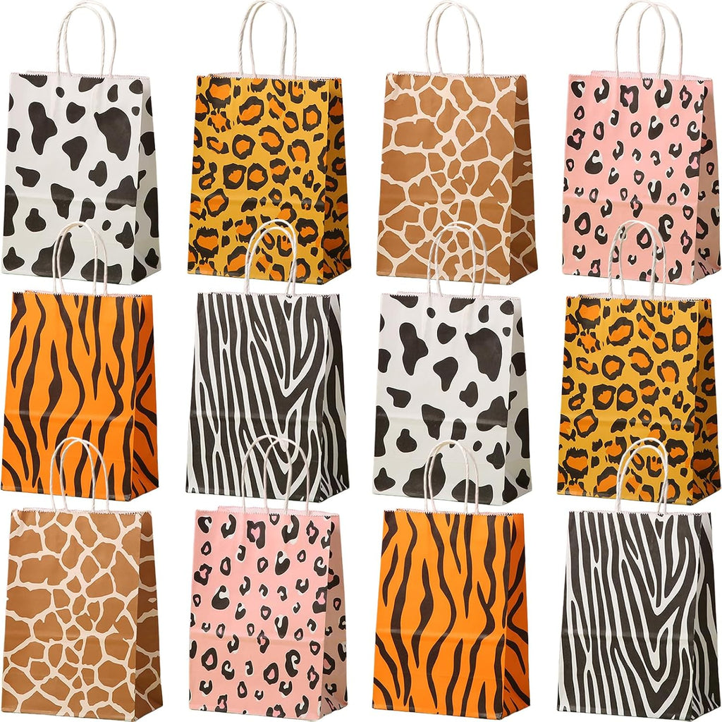 Bikasun 12er Set Geschenktueten mit Katzenmotiv, Papier mit Griffen, Rosa Blau