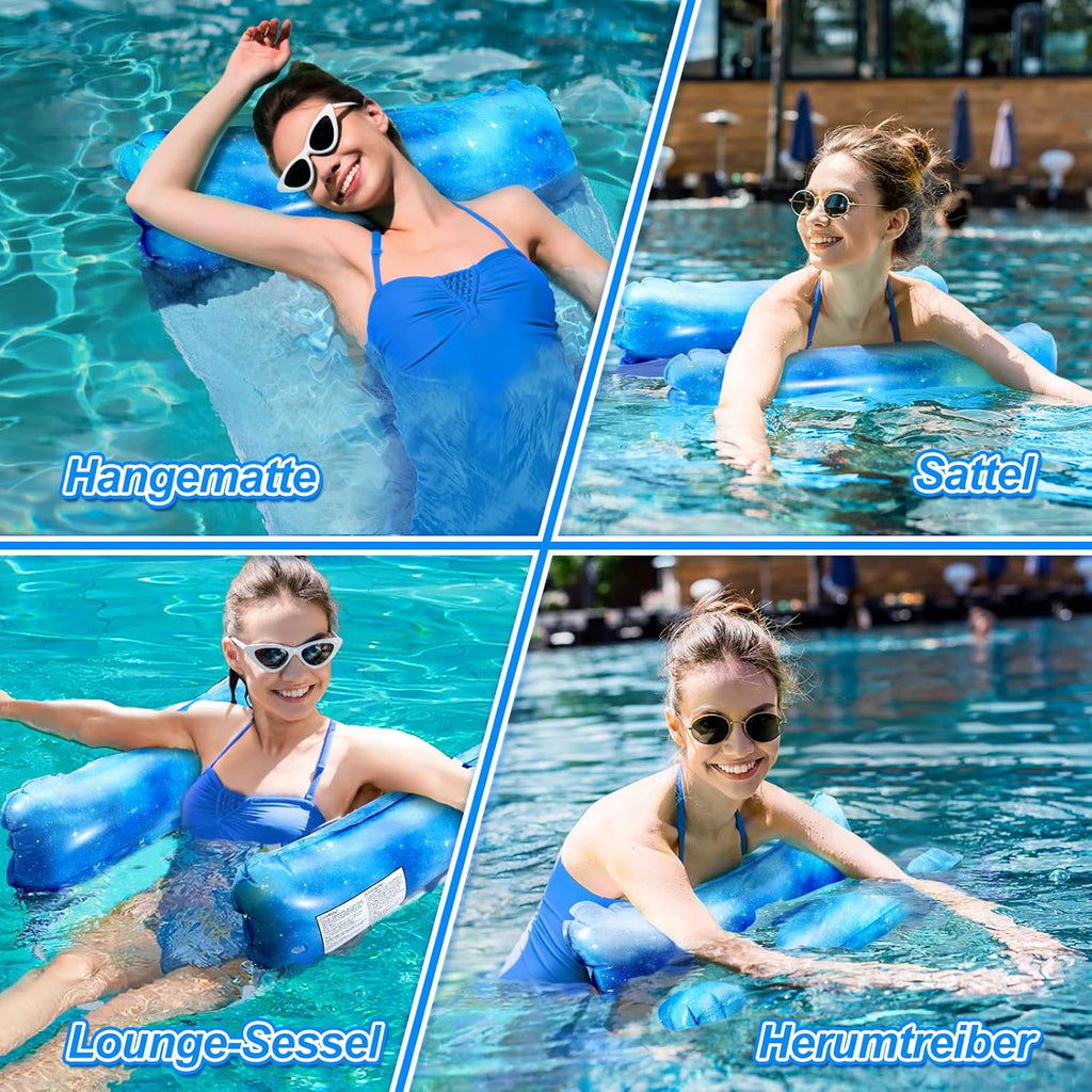 Dusor aufblasbare XL Pool-Luftmatratze Haengematte 2er Set fuer Erwachsene & Kinde