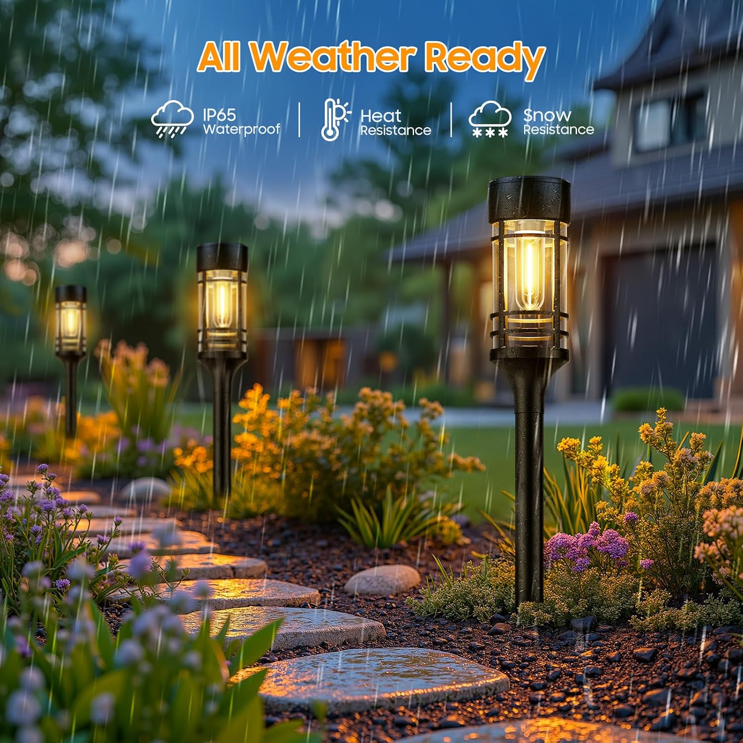 BUCASA Solarleuchten Aussen 6er Set IP65 Warmweiss Gartenlampen Terrasse Hof