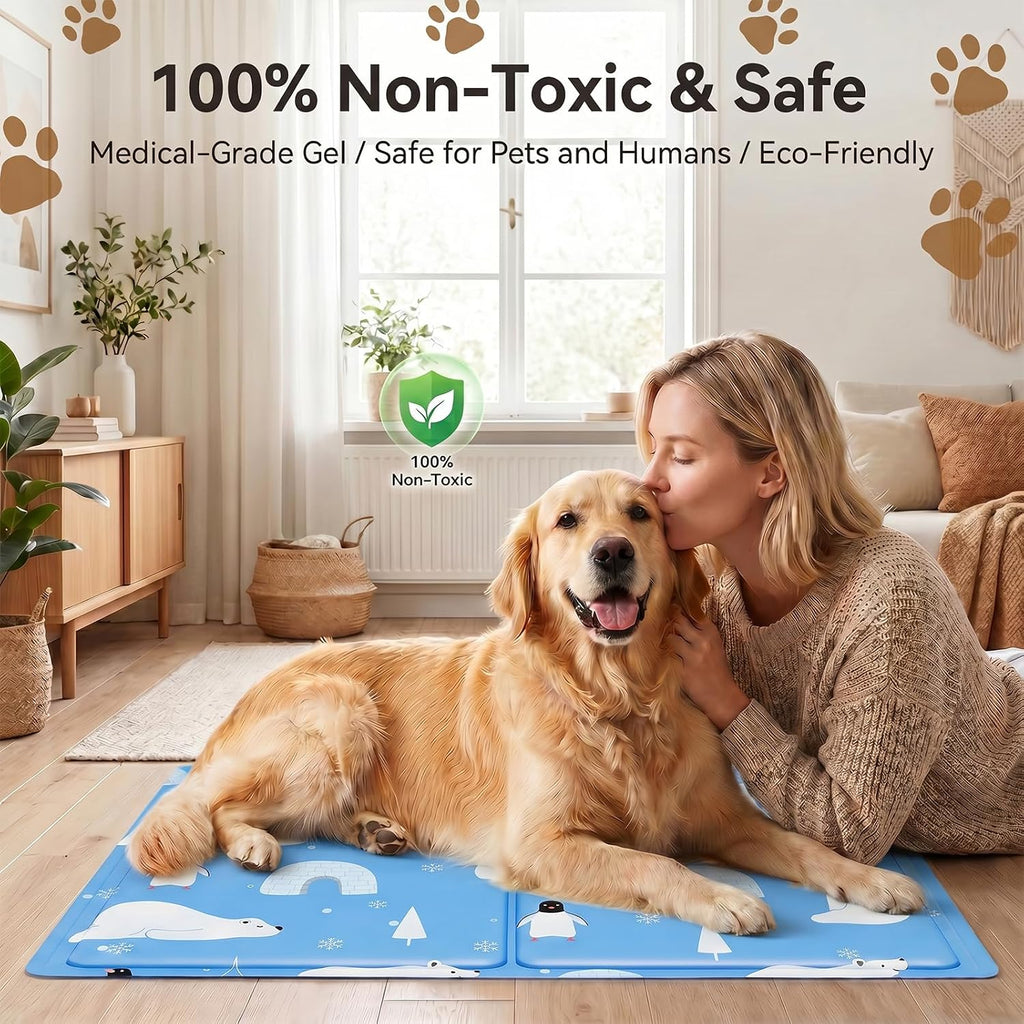 Kuehlmatte Hund Katze 50x60 cm selbstkuehlend Gel waschbar Weiss L