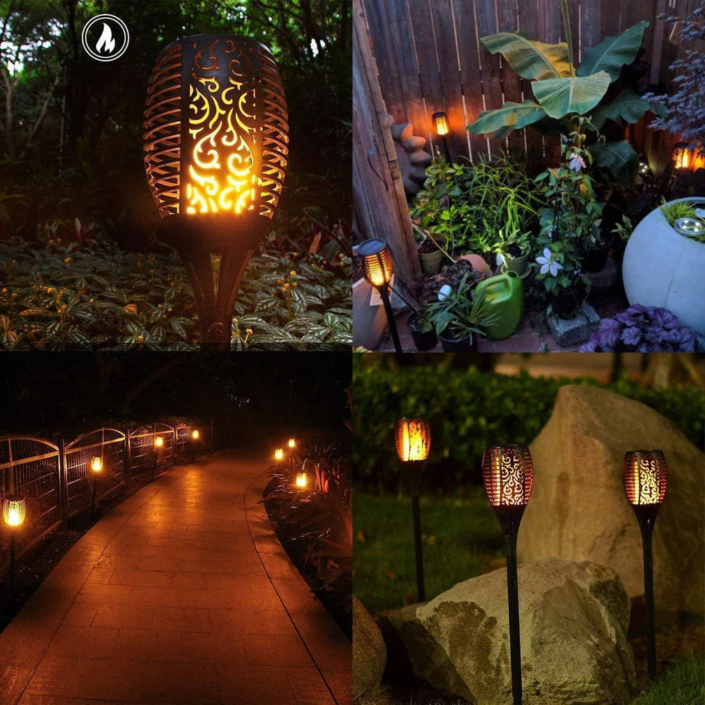 FLOWood Solar-Gartenfackeln 2er Set 110 cm, 96 LED, IP65, flackernd
