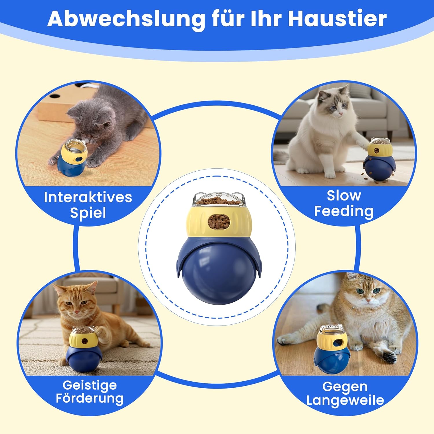 Intelligenzspielzeug fuer Katzen - Leckerli Spender gegen Langeweile