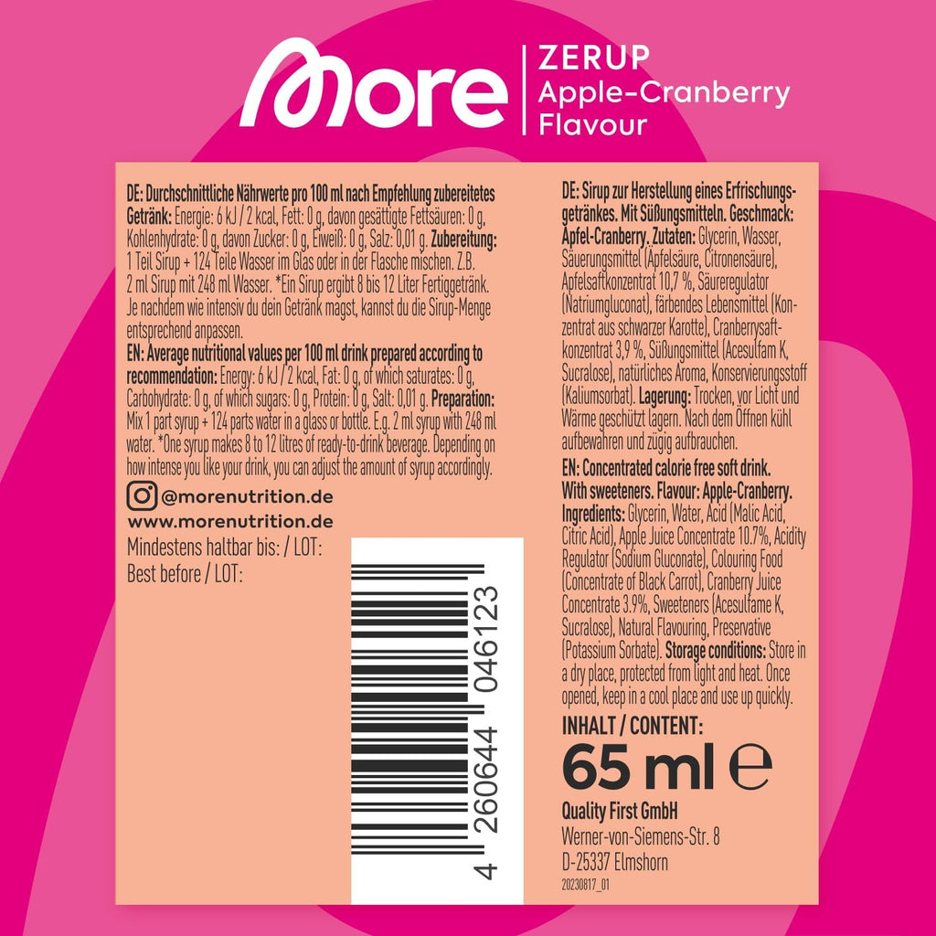 MORE Zerup Peach Iced Tea Sirup, zuckerfrei, vegan, verschiedene Sorten