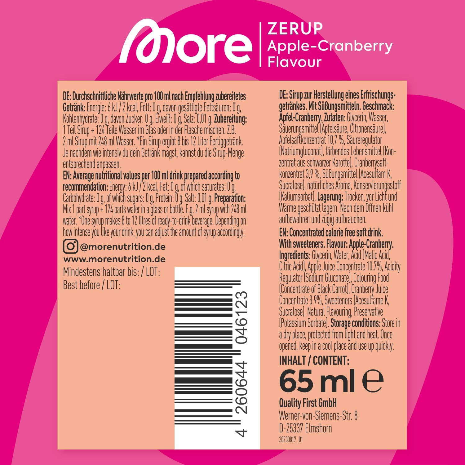 MORE Zerup Peach Iced Tea Sirup, zuckerfrei, vegan, verschiedene Sorten