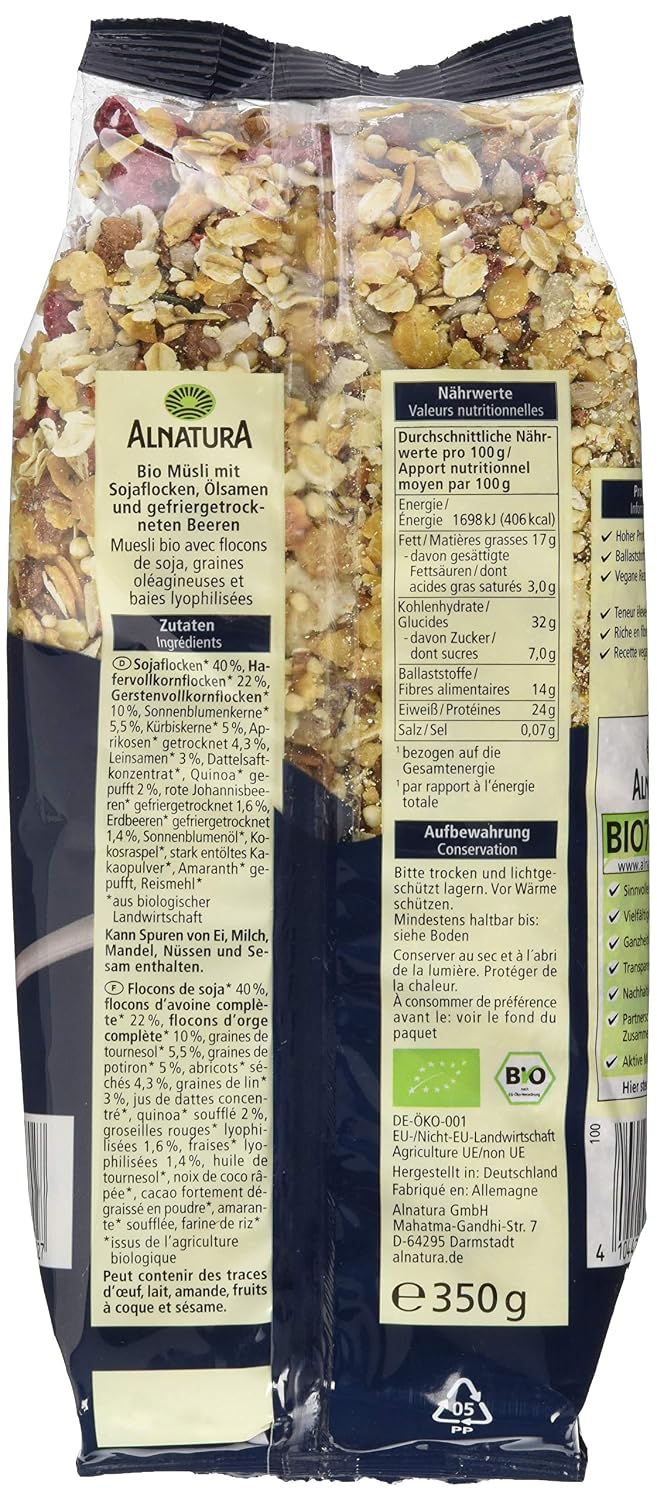 Bio Protein Muesli Fruehstuecks-Muesli ballaststoffreich