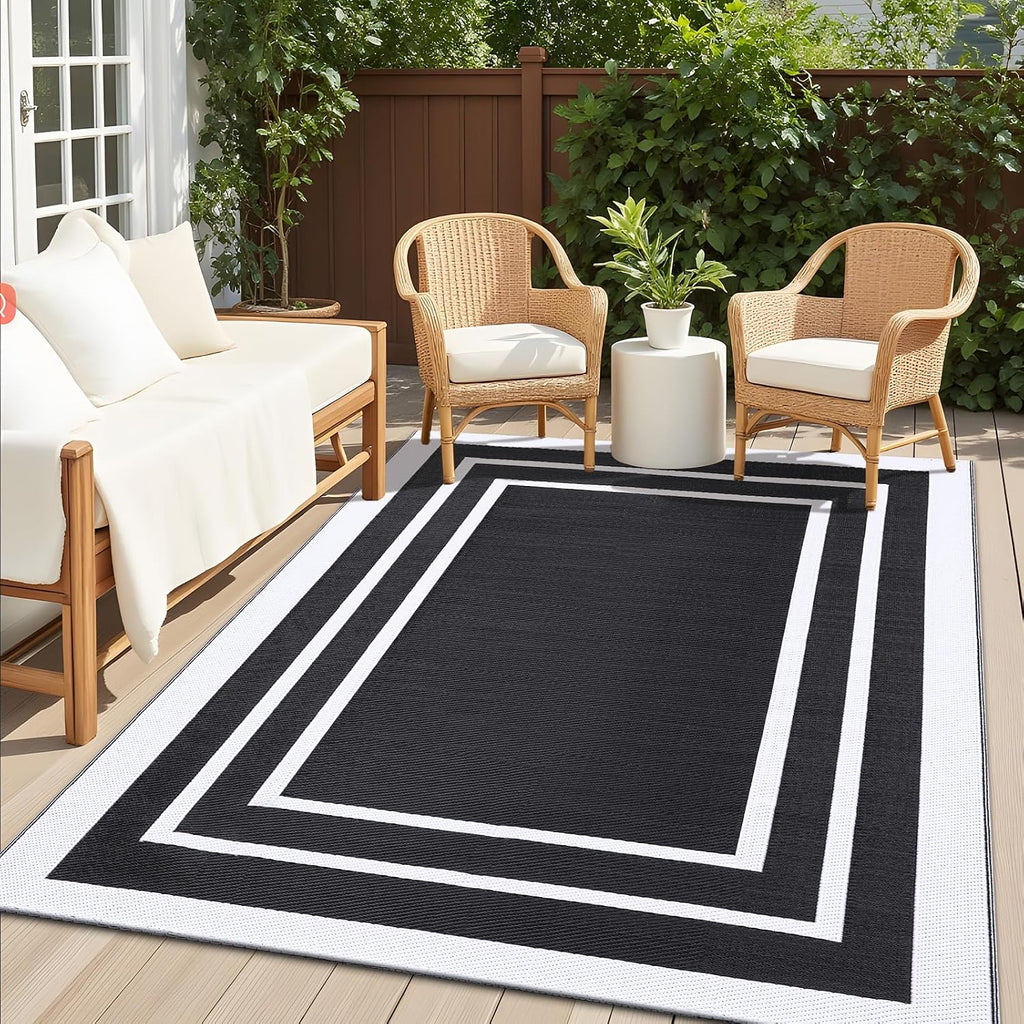 Homaxy Outdoor Teppich 120x180 cm wasserfest UV-bestaendig wendbar 180cm-360cm