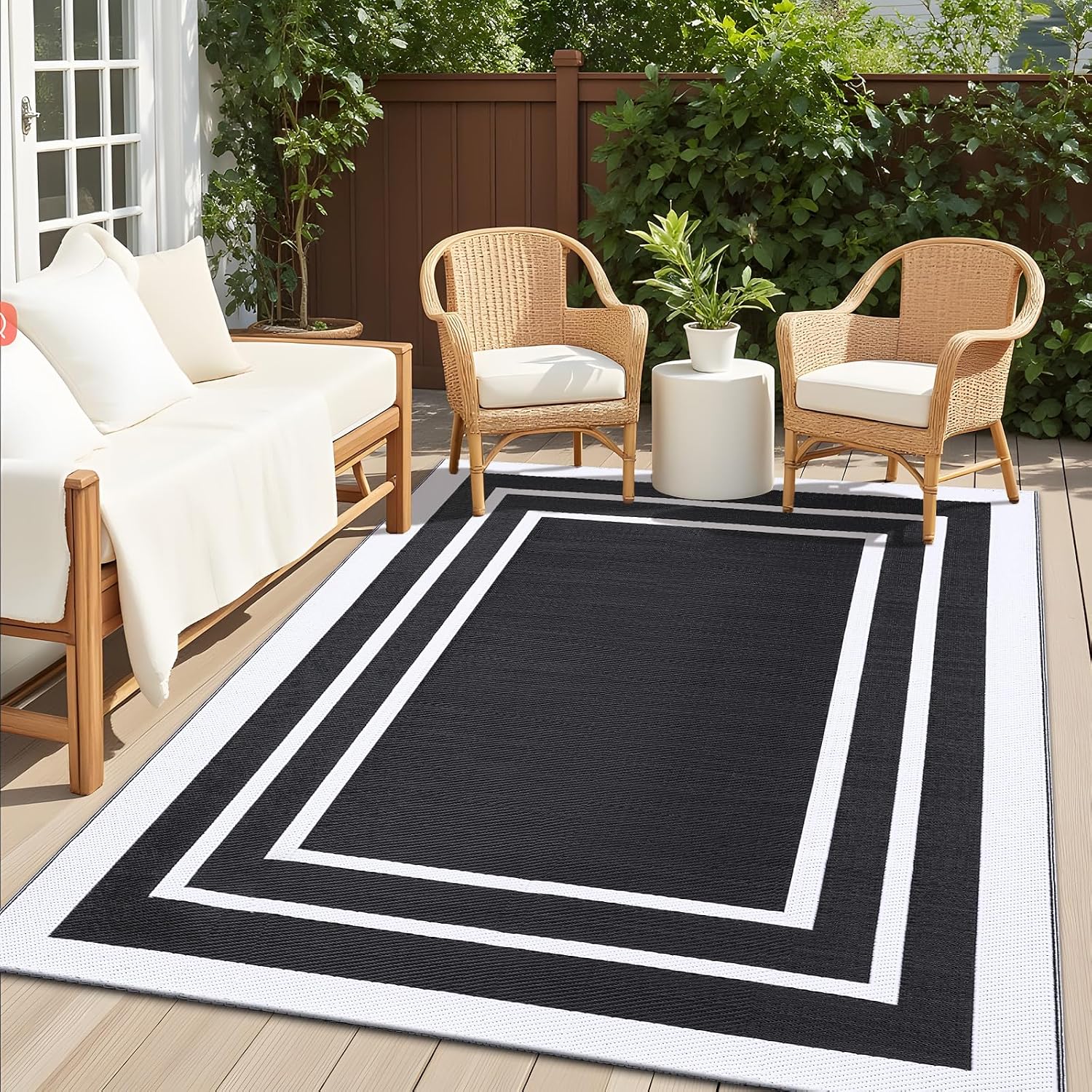 Homaxy Outdoor Teppich 120x180 cm wasserfest UV-bestaendig wendbar 180cm-360cm