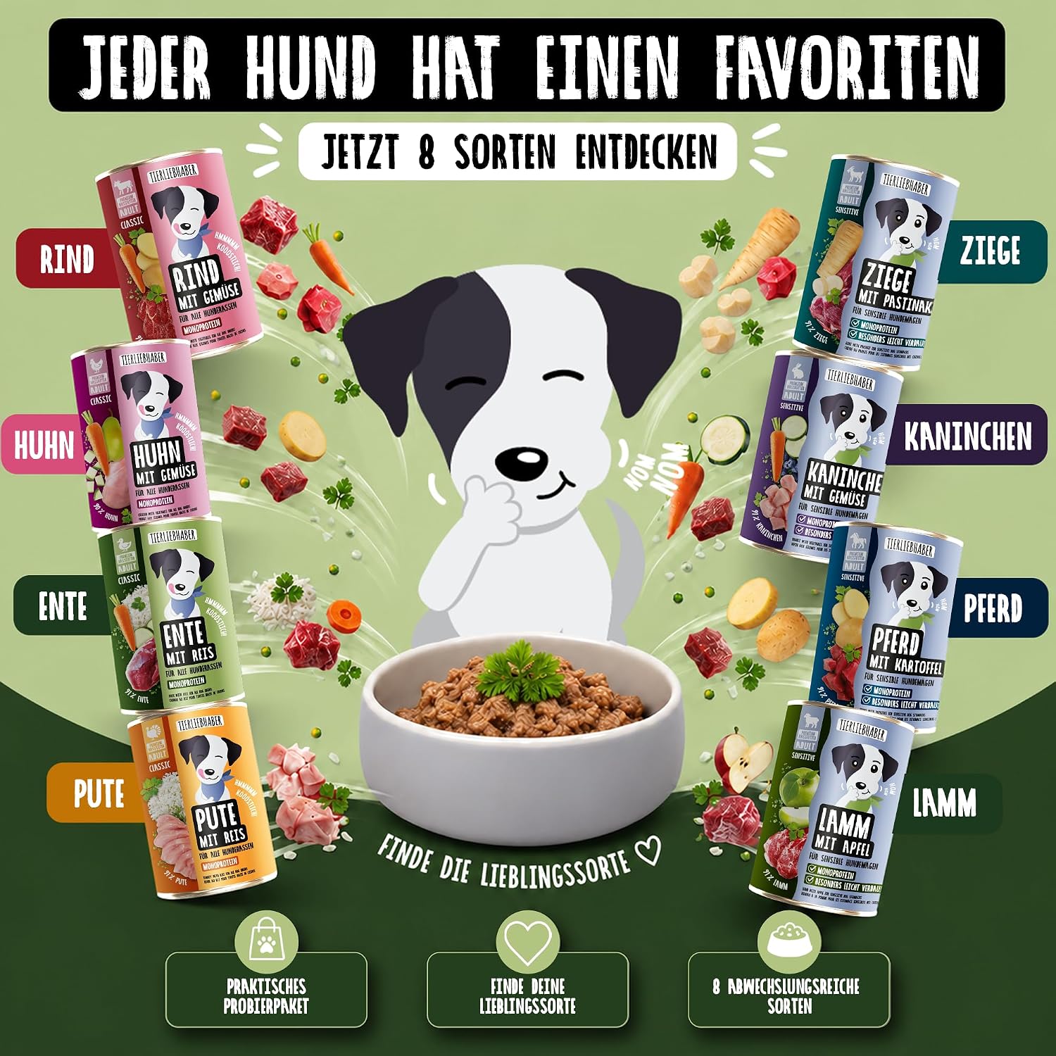 TIERLIEBHABER Hunde Nassfutter Ente mit Gemuese 91% Fleischanteil