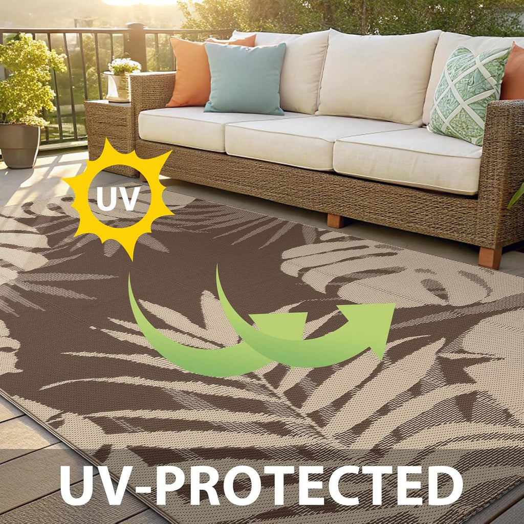 Homaxy Outdoor Teppich 120x180 cm wendbar wetterfest UV-bestaendig 180cm-360cm