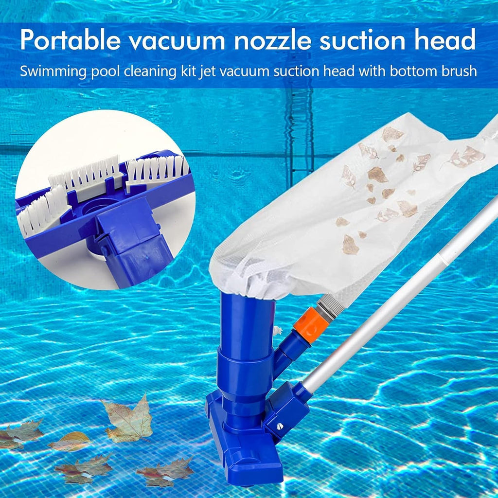 Bapao Pool-Bodensauger Set mit Teleskop-Aluminiumstange, Saugbuerste, Netzbeutel