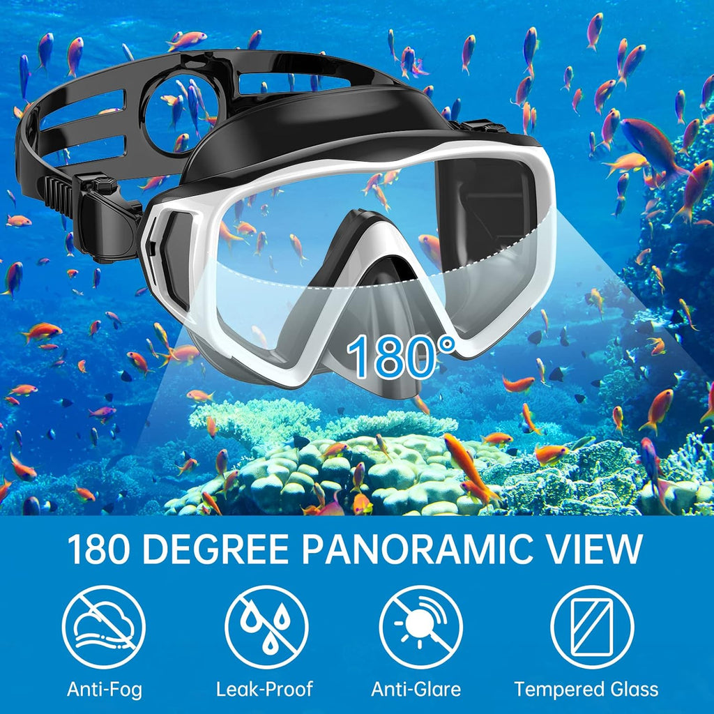 Schnorchelset Erwachsene Taucherbrille gehaertetes Glas Dry-Schnorchel Anti-Fog