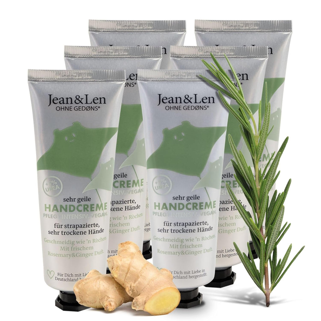 Jean & Len Handcreme Rosemary Ginger Urea vegan fuer trockene Haende
