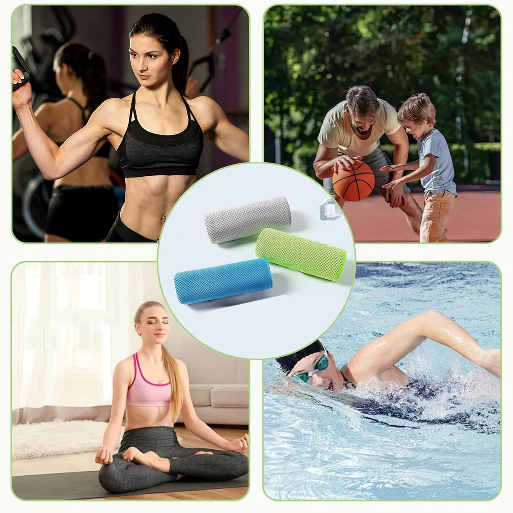 dogmoon Kuehlhandtuch 3er Set 30x90 cm mit Silikonhuelle Sport Fitness Outdoor