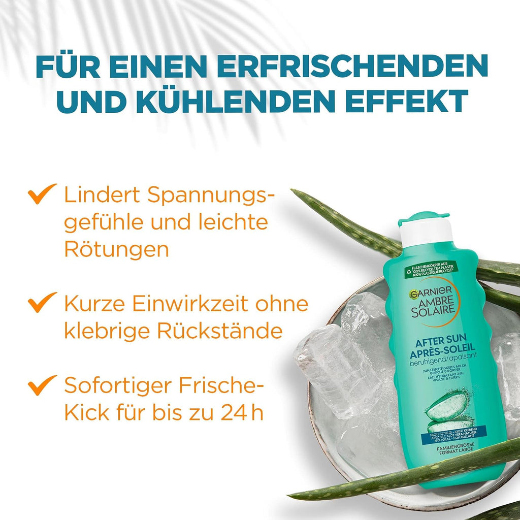 Garnier Ambre Solaire After Sun Feuchtigkeitsmilch 400ml fuer Gesicht & Koerper