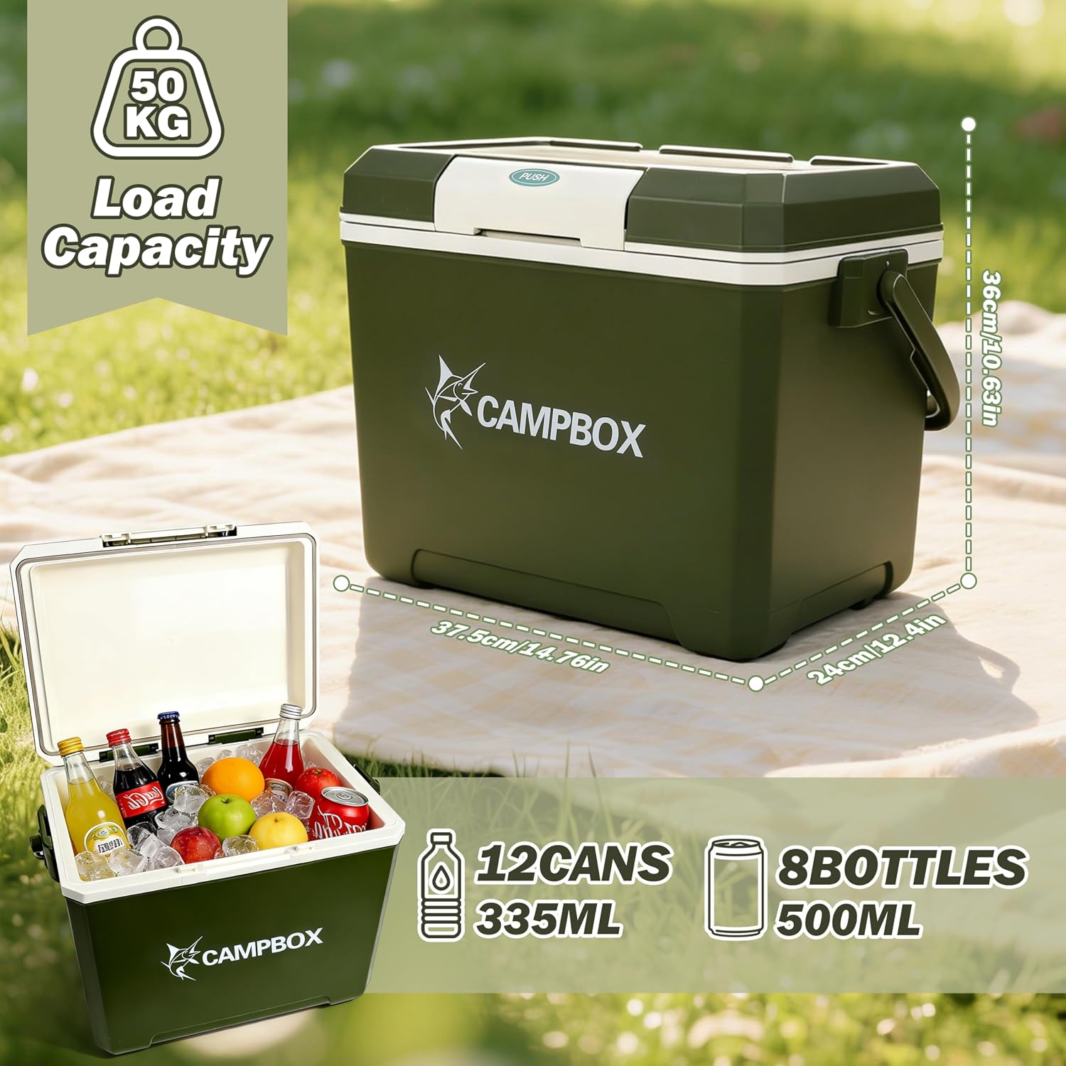 JONRRYIN Kuehlbox - passive Thermobox mit 2 Kuehlakkus, bis 12 Std.