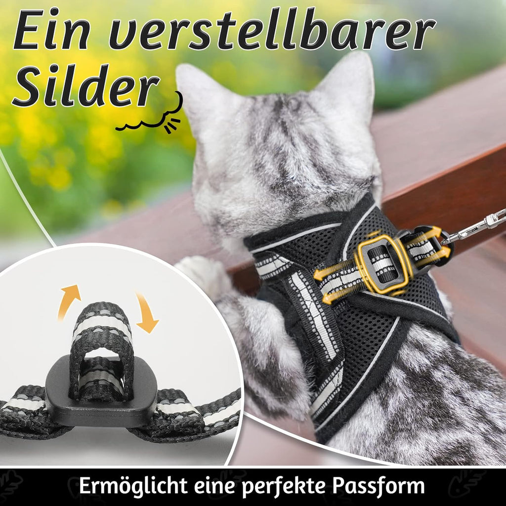 rabbitgoo Katzengeschirr verstellbar ausbruchsicher Schwarz Gr. S Kaetzchen
