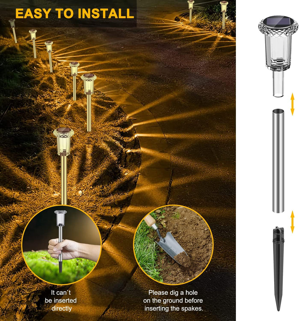 LED Solarleuchten Garten 6er Set warmweiss wasserdicht 4,5cm-7,9cm