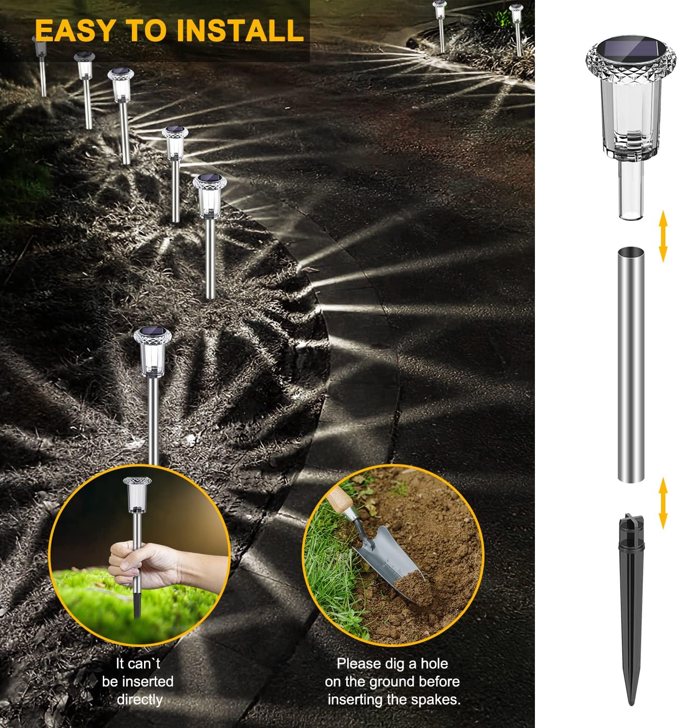 LED Solarleuchten Garten 6er Set warmweiss wasserdicht 4,5cm-7,9cm