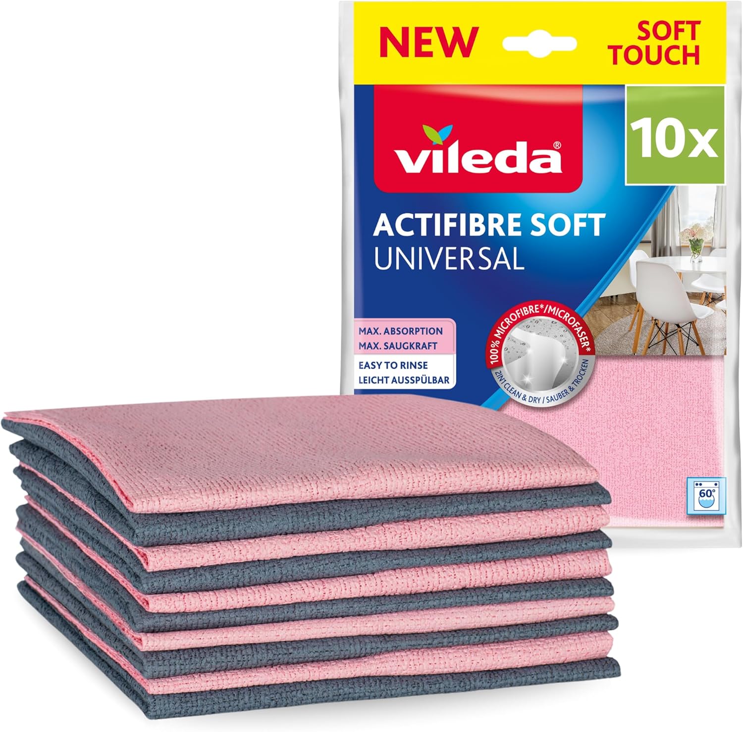 Vileda Actifibre Soft Mikrofasertuch 32cm Reinigung 2er Set