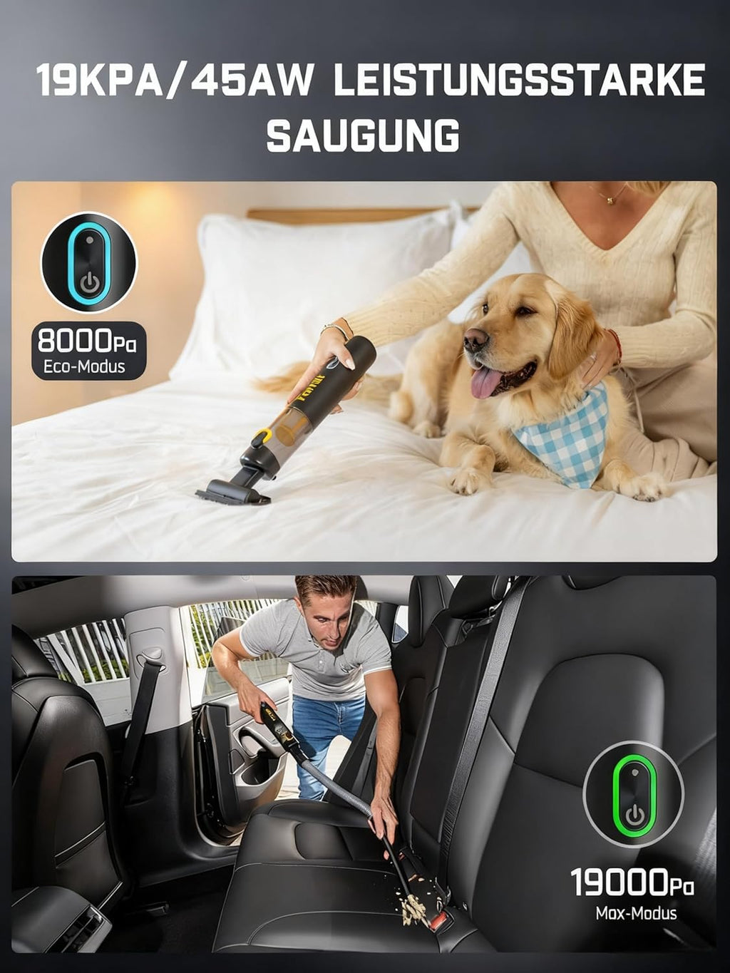 Fanttik Slim V8 APEX Akku-Autostaubsauger 4-in-1 19000 Pa 2 Modi Schwarz