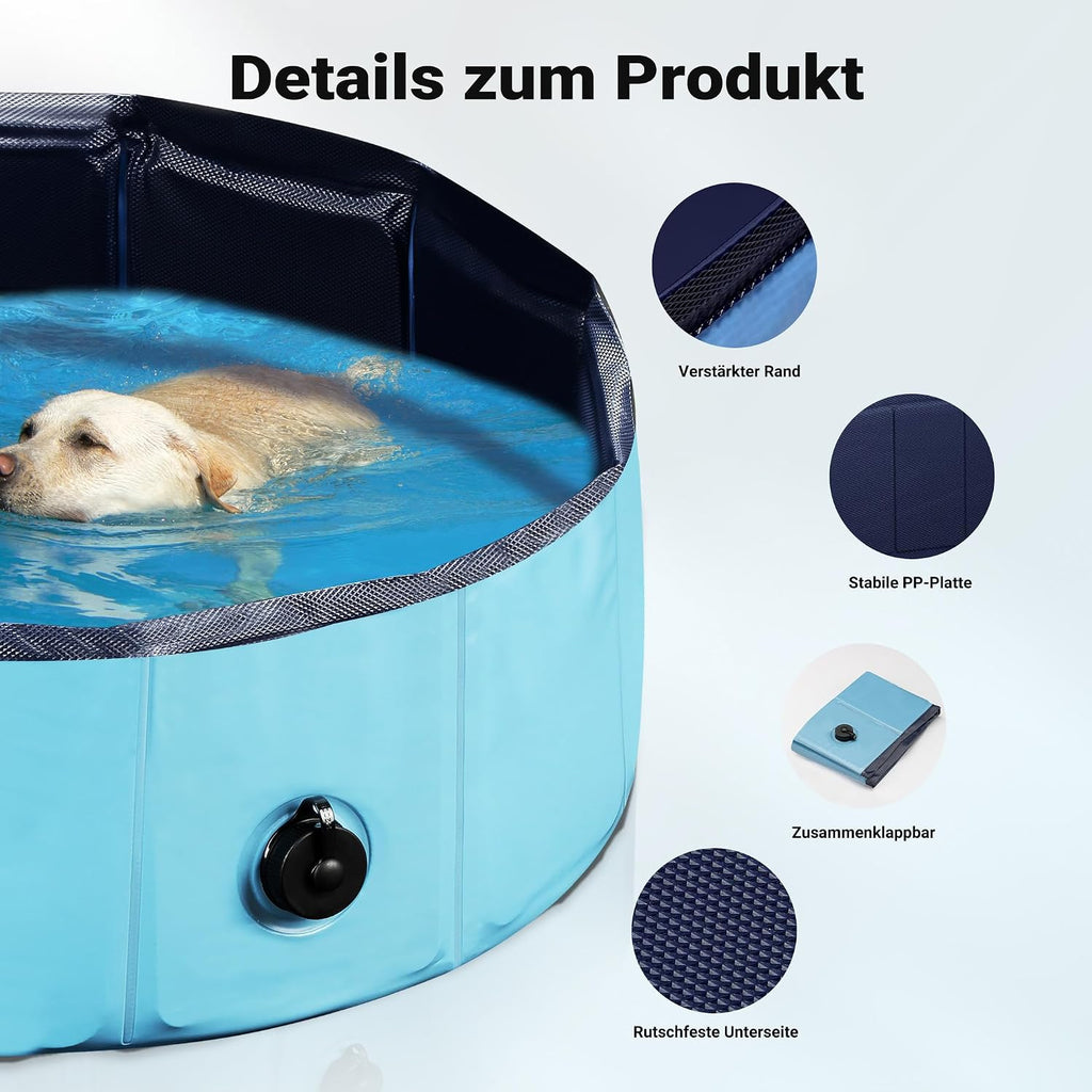 Fudajo Hundepool faltbar 80x20 cm PVC rutschfest mit verstaerkten Kanten 20cm-30c