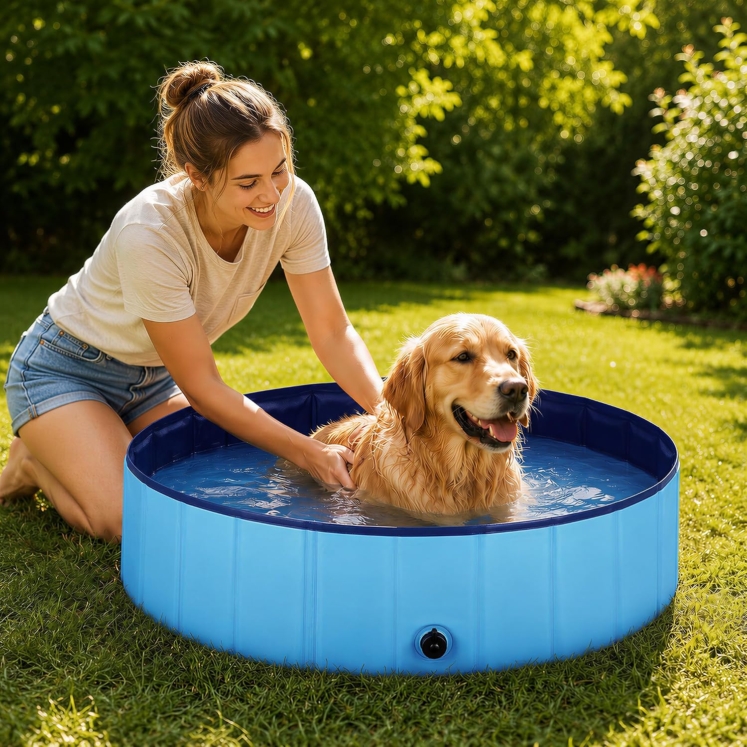 Fudajo Hundepool faltbar 80x20 cm PVC rutschfest mit verstaerkten Kanten 20cm-30c