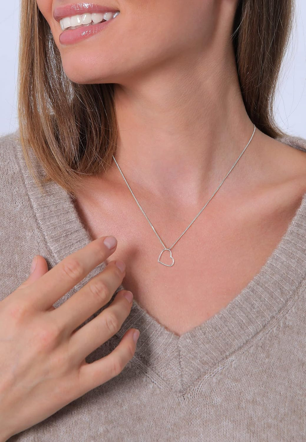 Elli 925 Silber Damen Halskette Herz Anhaenger