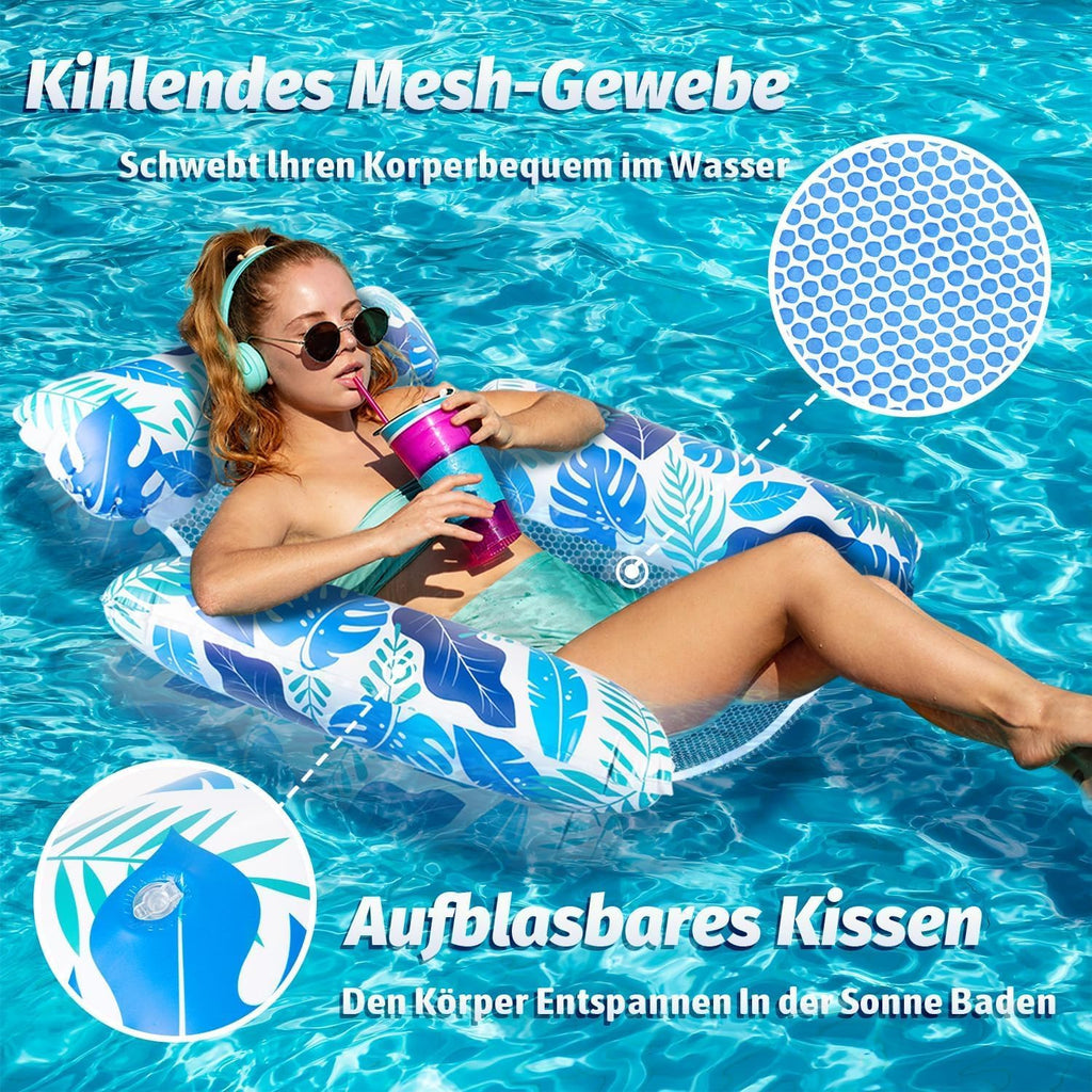 Alintor Wasserhaengematte 2er Set 4in1 Luftmatratze Pool Erwachsene Sommer