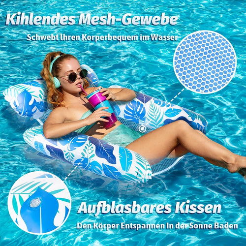 Alintor Wasserhaengematte 2er Set 4in1 Luftmatratze Pool Erwachsene Sommer