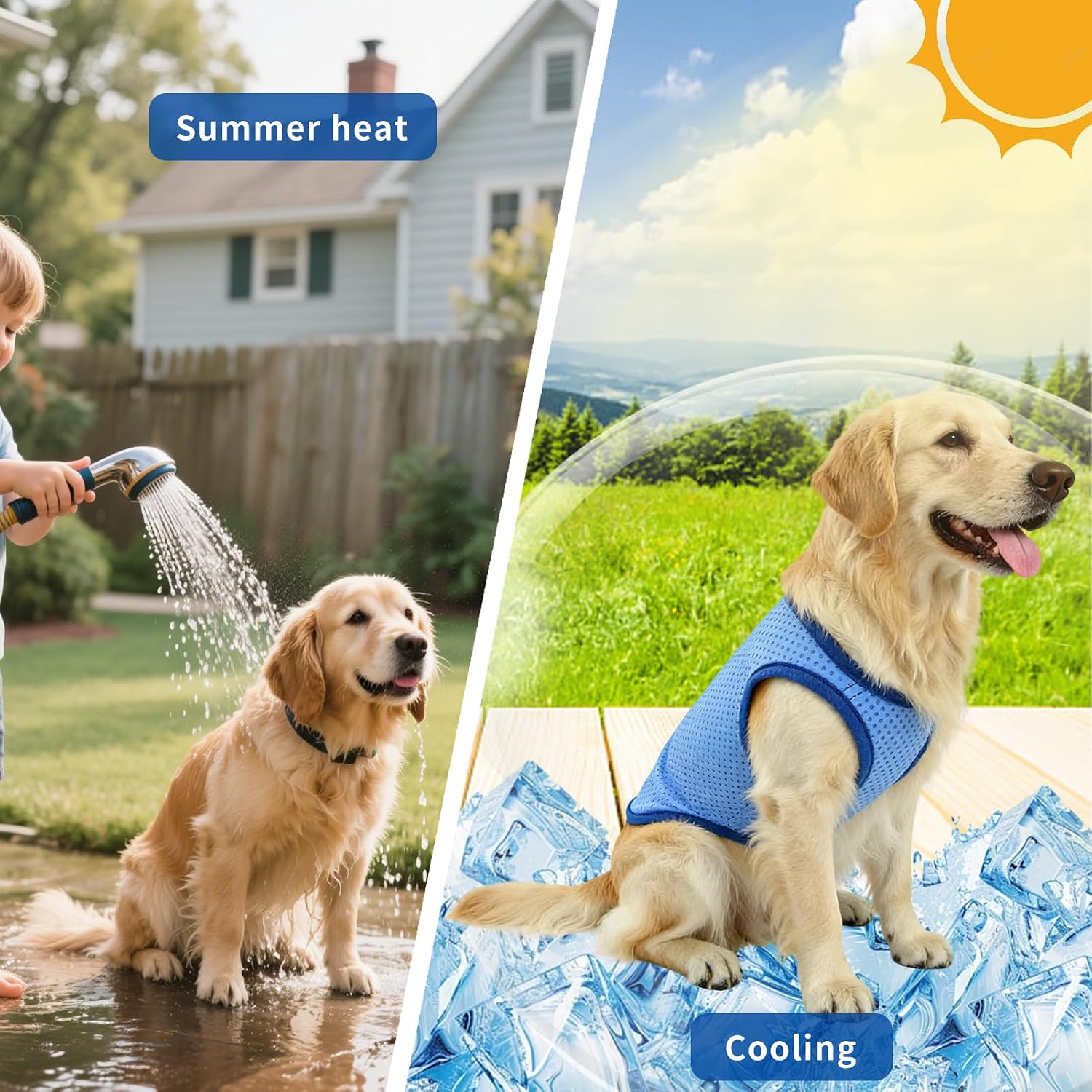 Kuehlweste Hund Sommer kuehlend atmungsaktiv Aermellos Hundemantel Groesse S