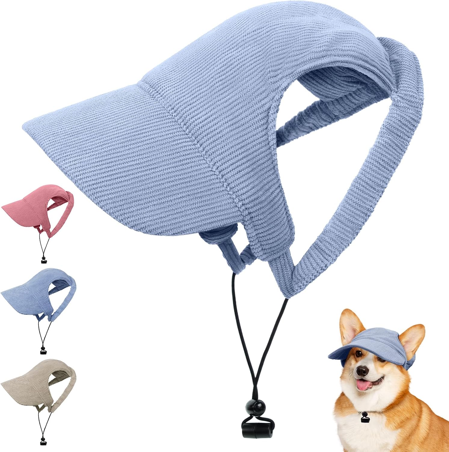 OFFCUP Hunde Baseballmuetze verstellbar mit Ohrloechern XS-XL Blau