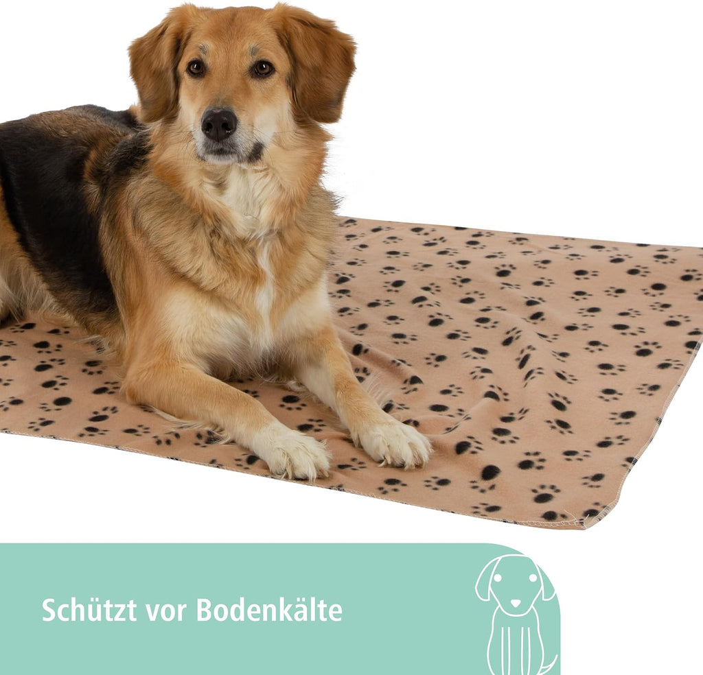 Kerbl Hundedecke Stella 140x100 cm beige Pfoten Fleece Moebelschutz